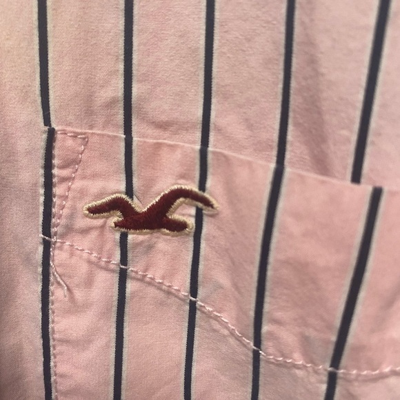 Hollister Men California Pink Stripe Size Small Button Down Shirt Long Sleeves - Picture 3 of 8